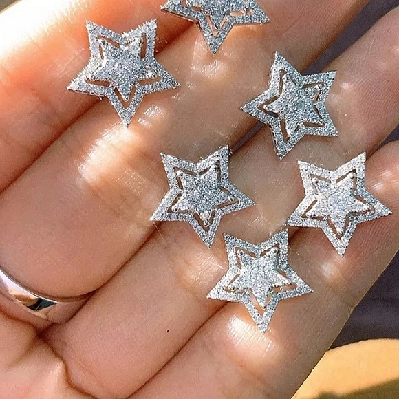 Boutique Jewelry - NEW Sparkly Pave Star Stud Earrings 🌟 925 Sterling Silver